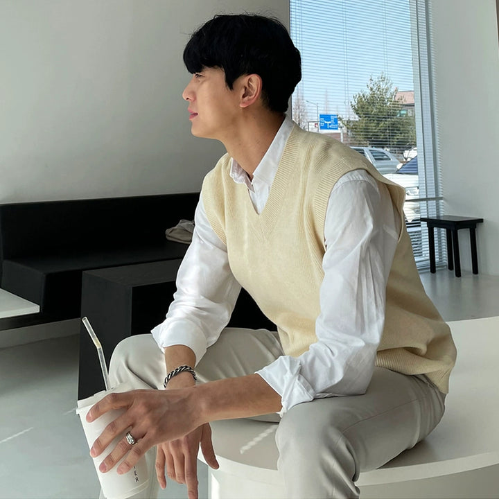 V-Neck Knit Sweater Vest