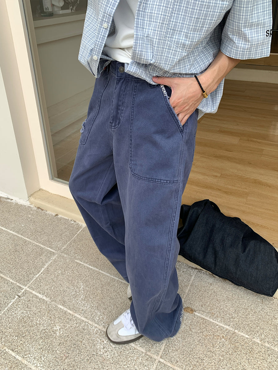 Dopamine Blue Straight-leg Jeans