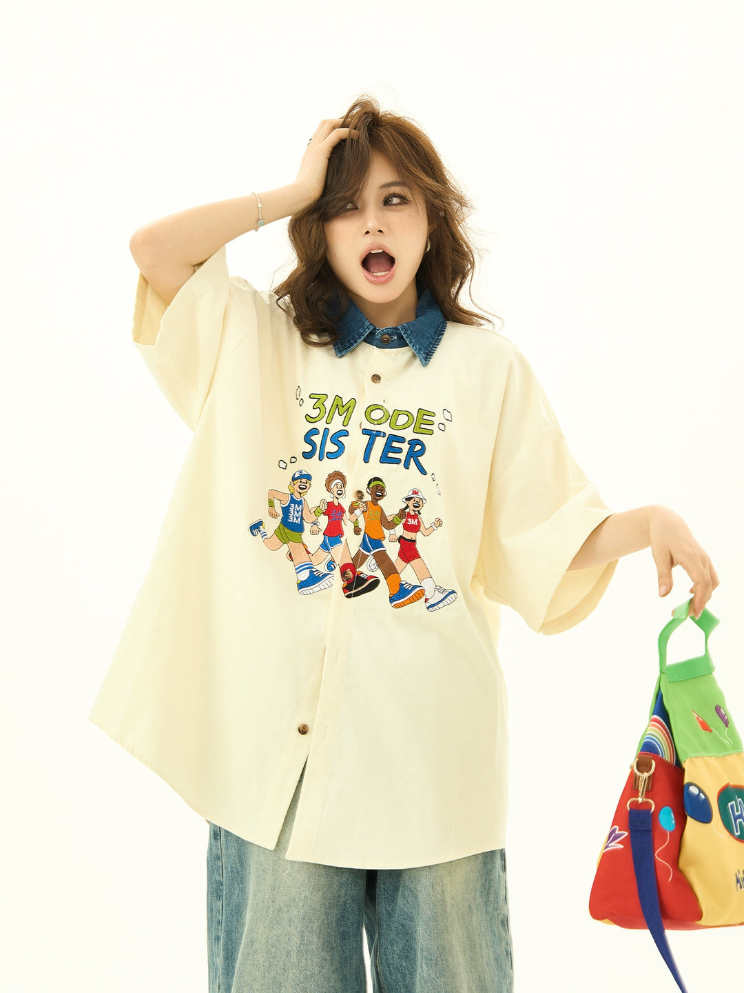 Embroidered Loose Fit Short Sleeve Shirt