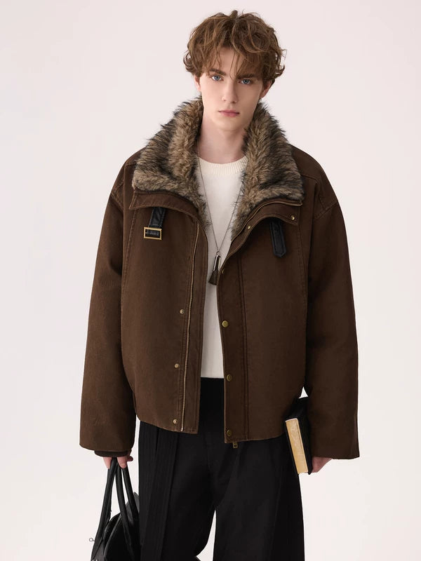 가짜 모피 칼라 패딩 겨울 재킷 