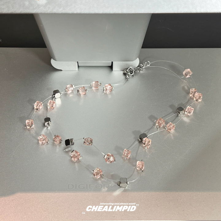 Double Layer Crystal Bead Clavicle Necklace