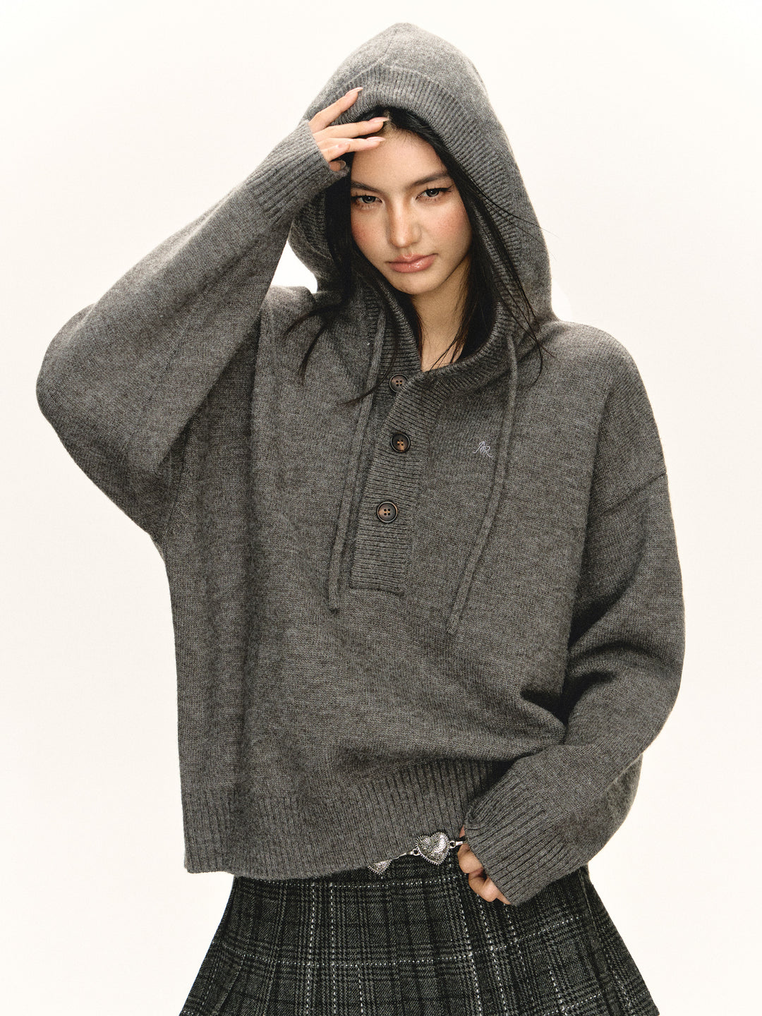Retro Hooded Loose Sweater Jacket