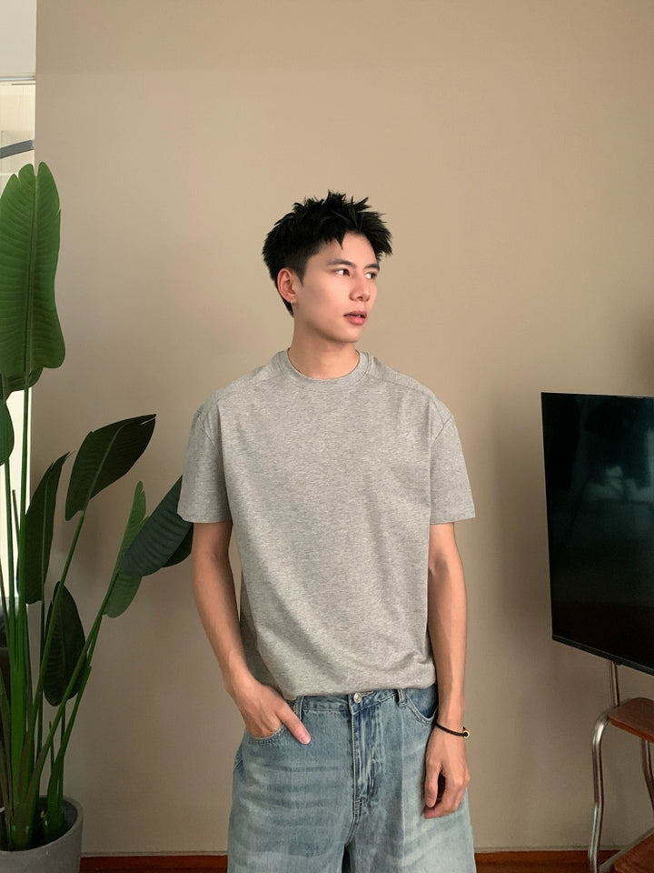 Basic Slim Fit Straight Shoulder T-Shirt