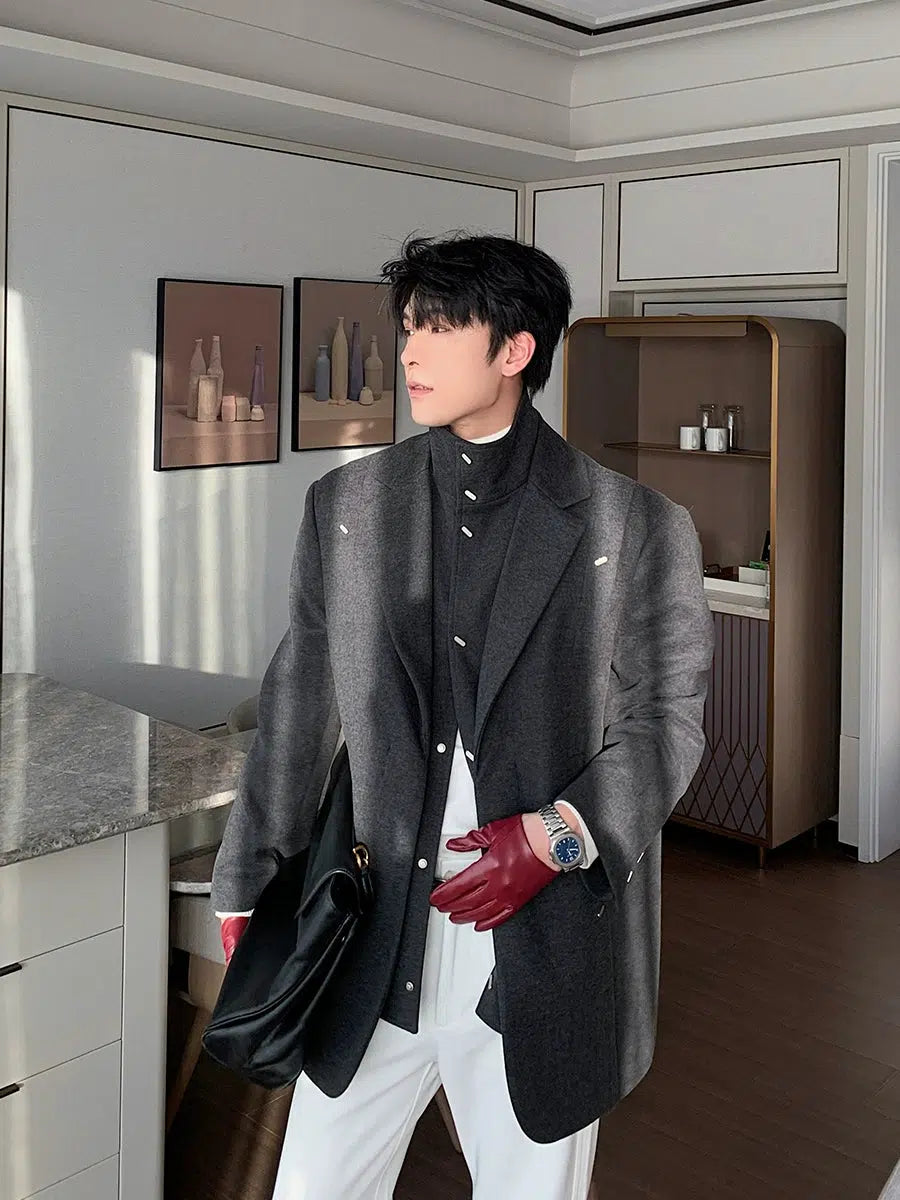 Woolen Blazer with Shoulder Pads