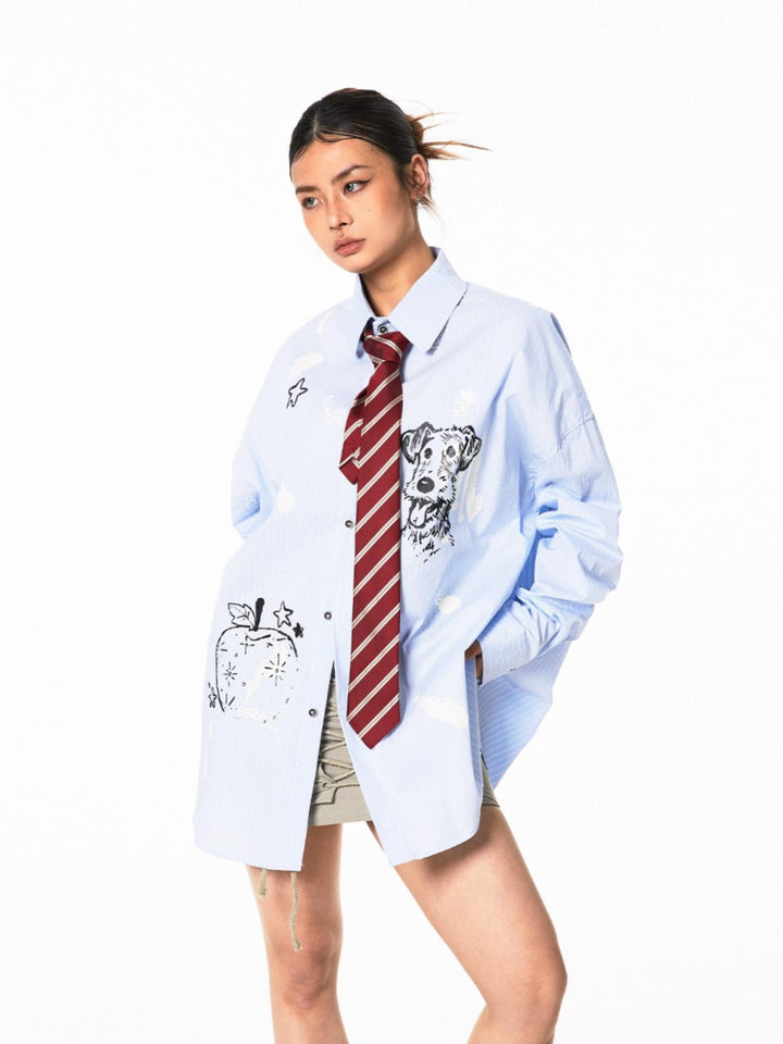 Graffiti Stripe Long-Sleeve Shirt Jacket