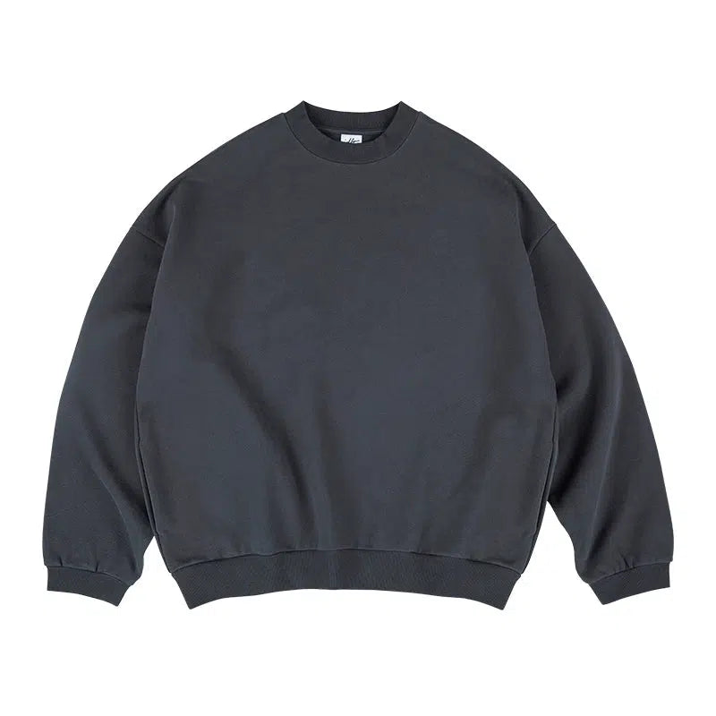 Solid Color Crew Velvet Neck Sweatshirt