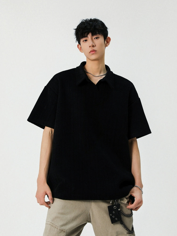 Textured Short Sleeve Polo Shirt