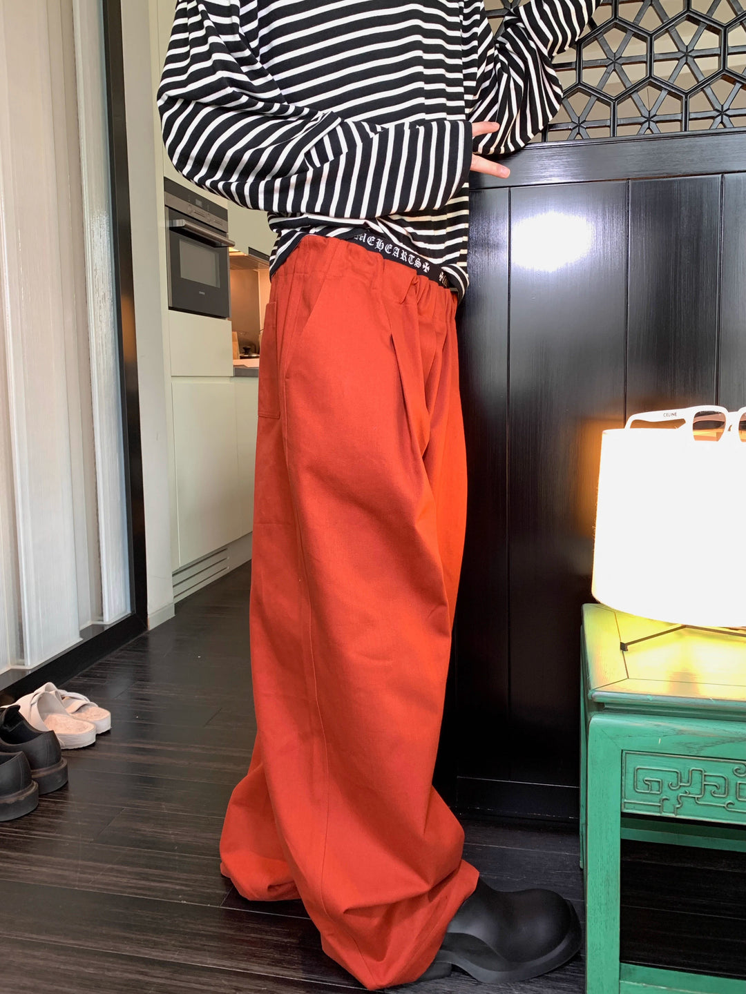 Elastic Waist Straight Casual Pants