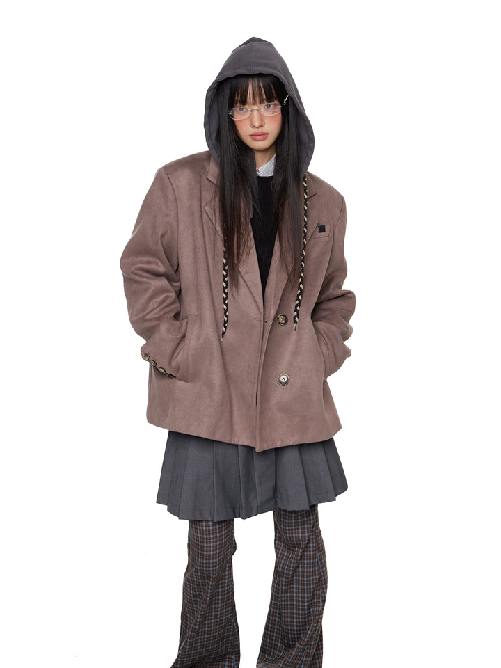 Suedes hoodie-lös passform jacka 