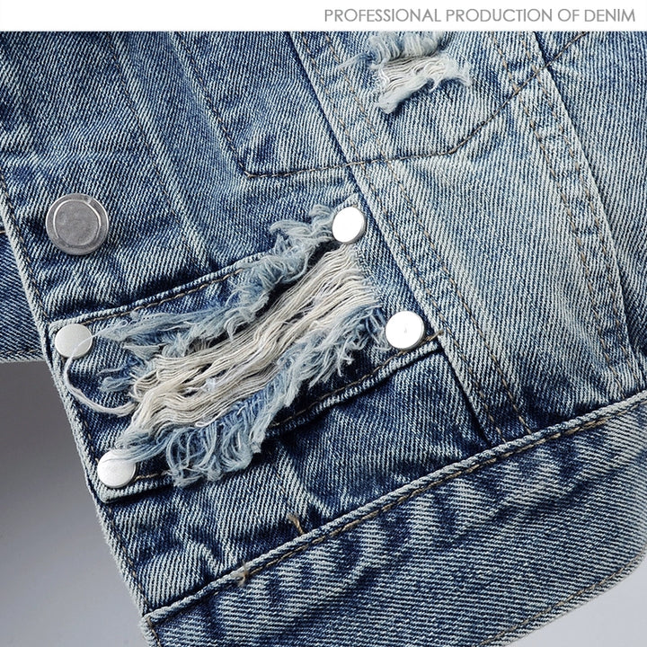 Retro Washed Ripped Denim Sleeveless Vest