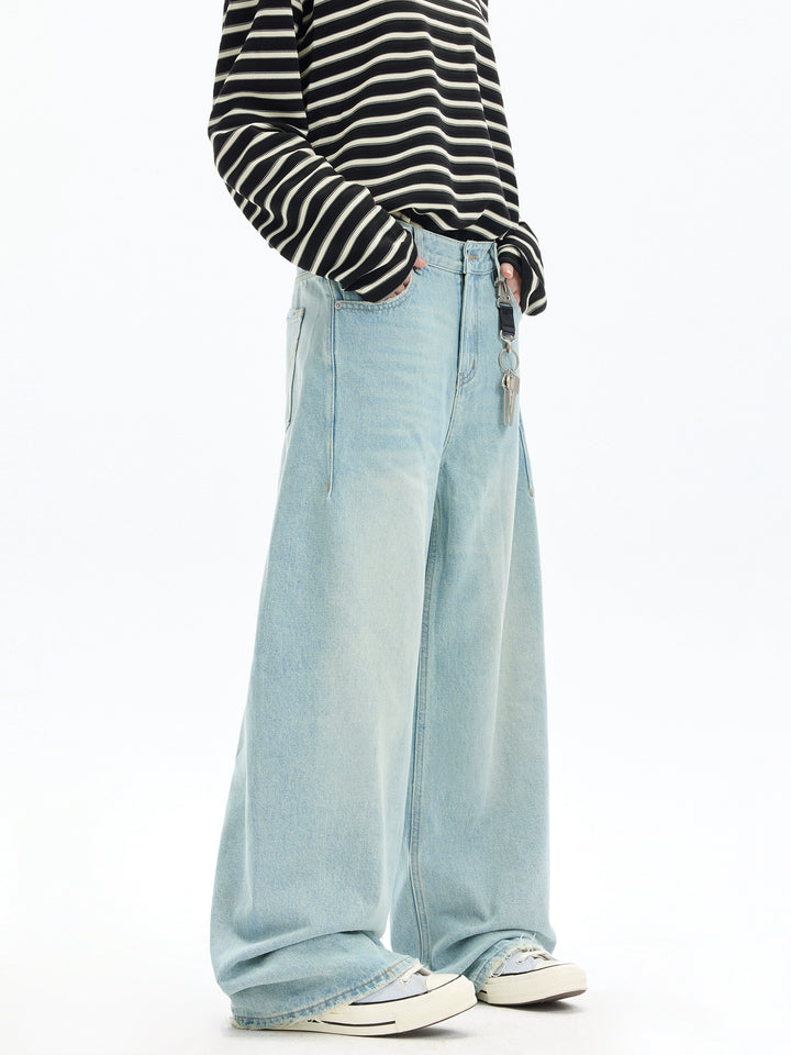 Casual Washed Wide-Leg Jeans