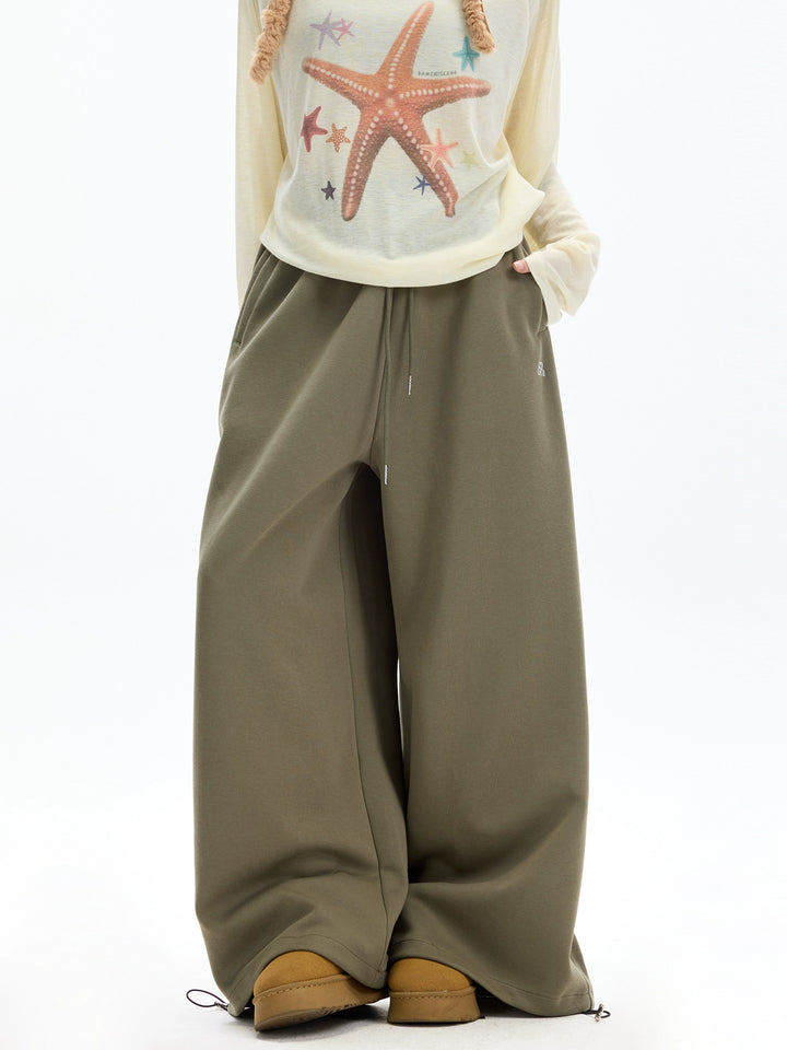 Wide Leg Elastic Waist Sports Pants
