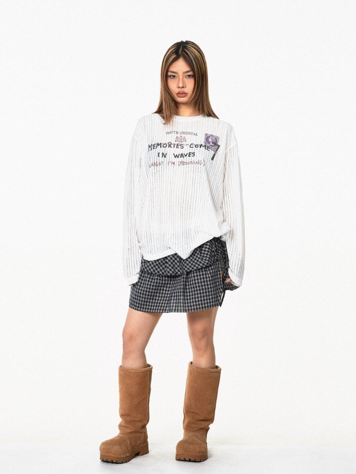 Retro Striped Turtleneck Casual Top