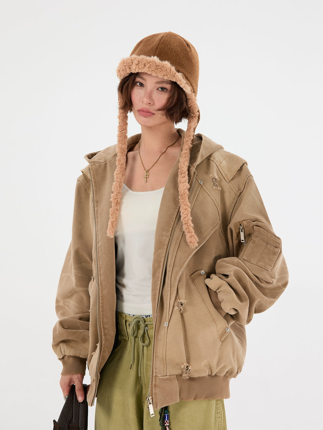Deconstructed Spliced Hooded Jacket