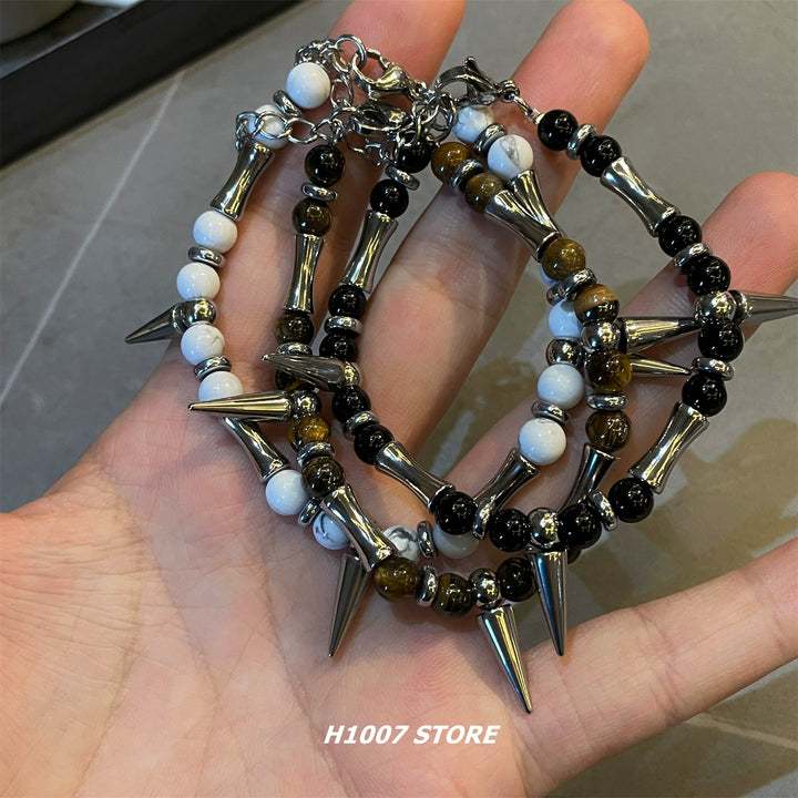Tiger Eye Beaded Spike Bracelet