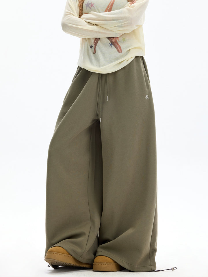 Wide Leg Elastic Waist Sports Pants