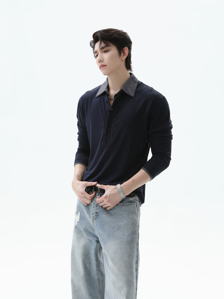 Henley Collar Long Sleeve Pullover