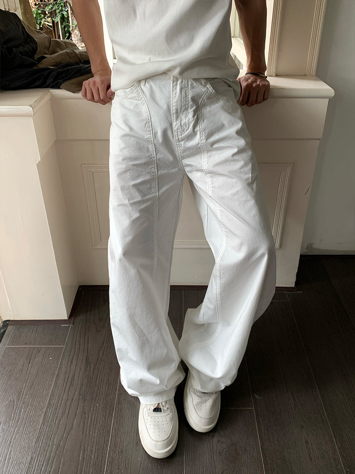 Wide-Leg Straight Denim Jeans