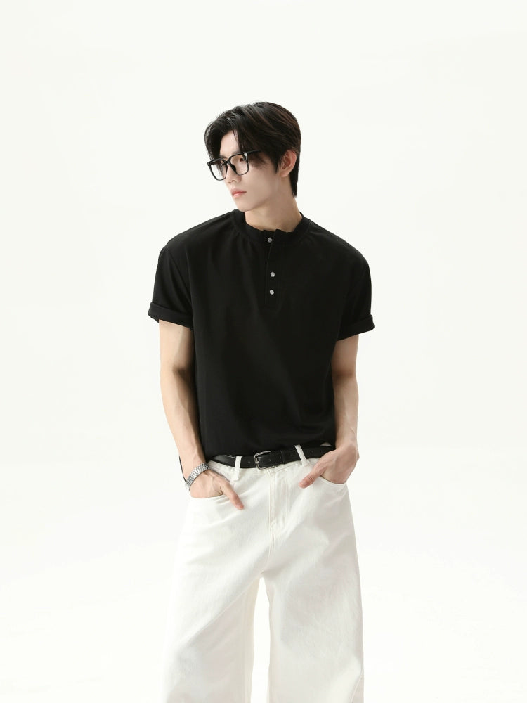 Henley Collar Short Sleeve Pullover
