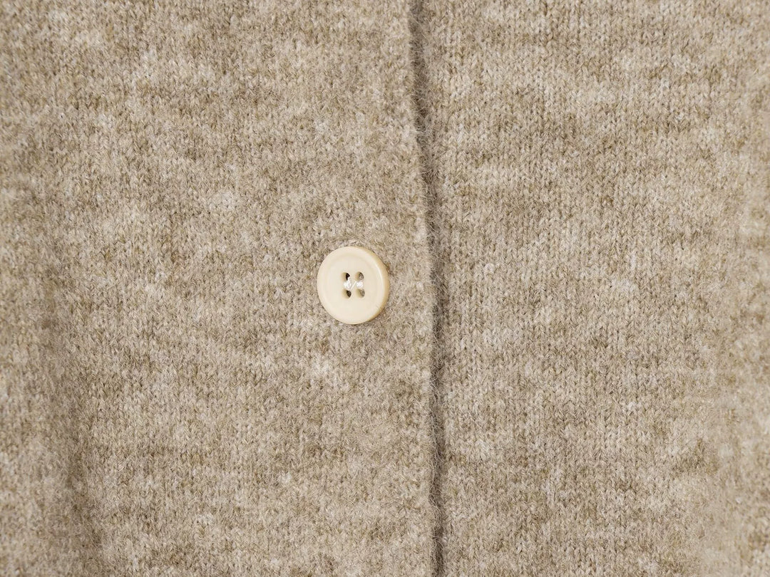 Button Knot Round Neck Knitted Cardigan