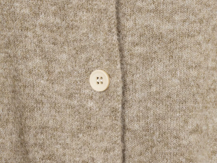Button Knot Round Neck Knitted Cardigan