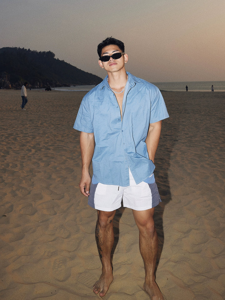Cuban Collar Short Sleeve Casual Shirt