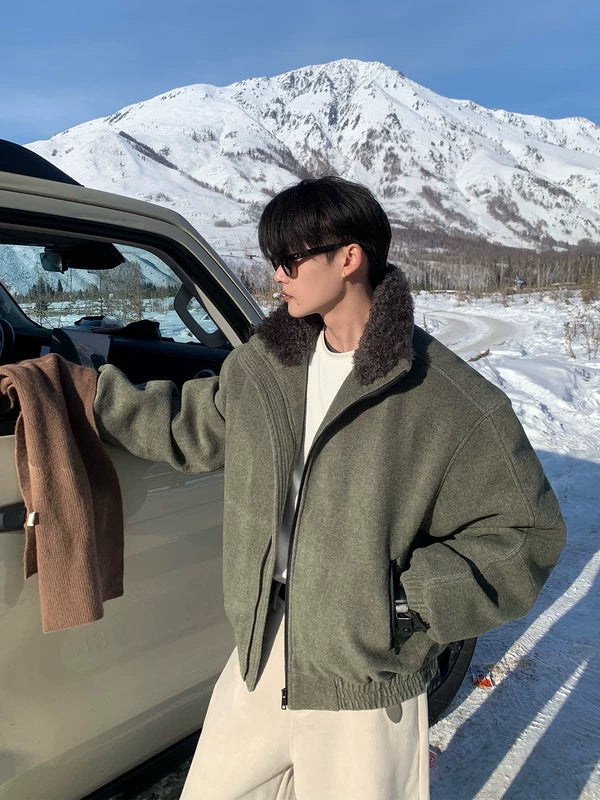 Lambswool Collar Padded Wool Jacket