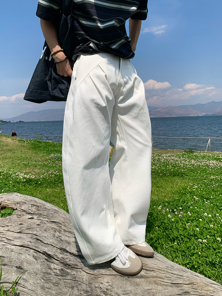 White Wide-Leg Straight Jeans