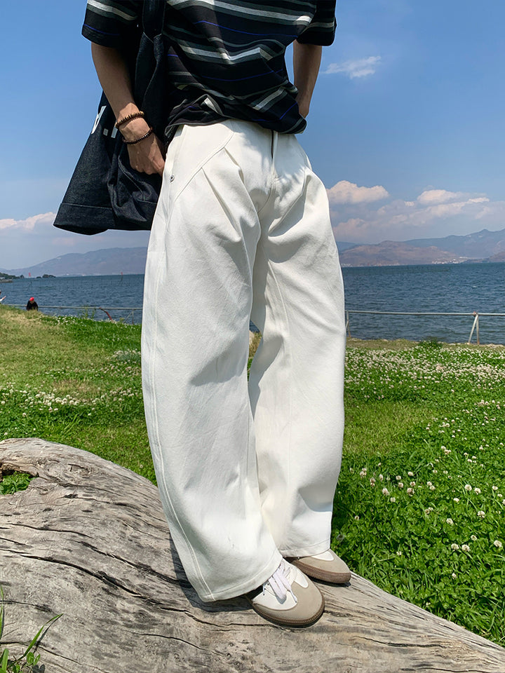 White Wide-Leg Straight Jeans