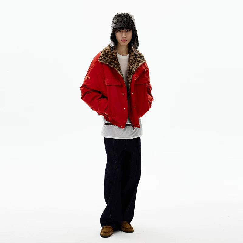 Jaqueta de Algodão Isolada com Estampa de Leopardo Retrô 