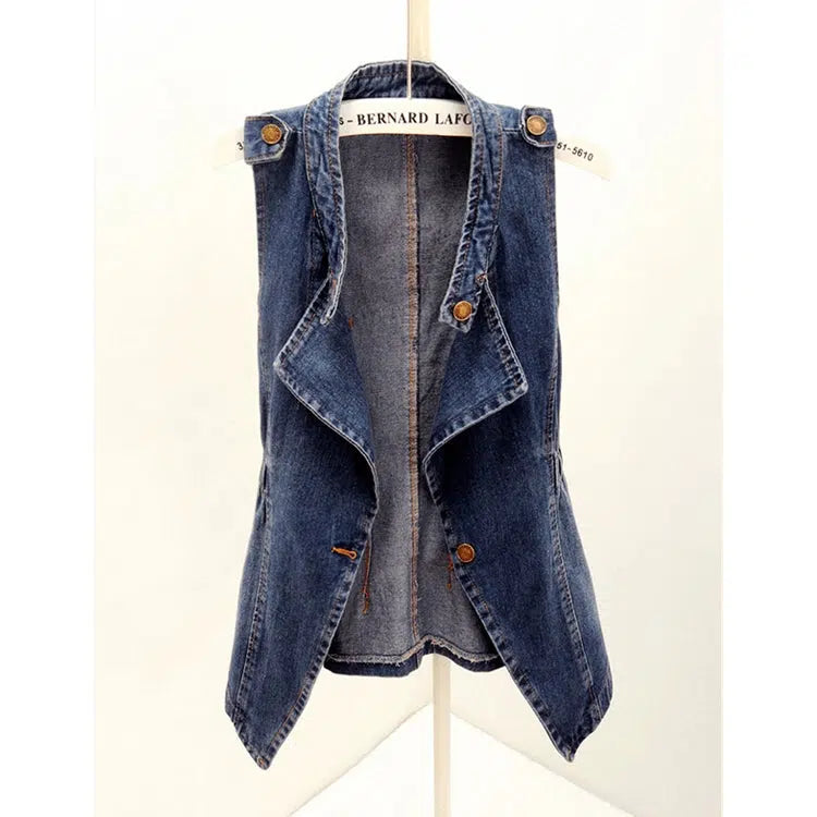 Slim Fit Denim Sleeveless Vest Waistcoat