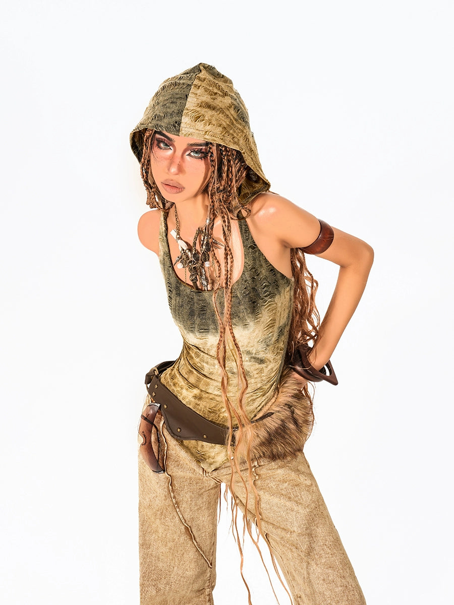 Hooded Irregular Retro Tank