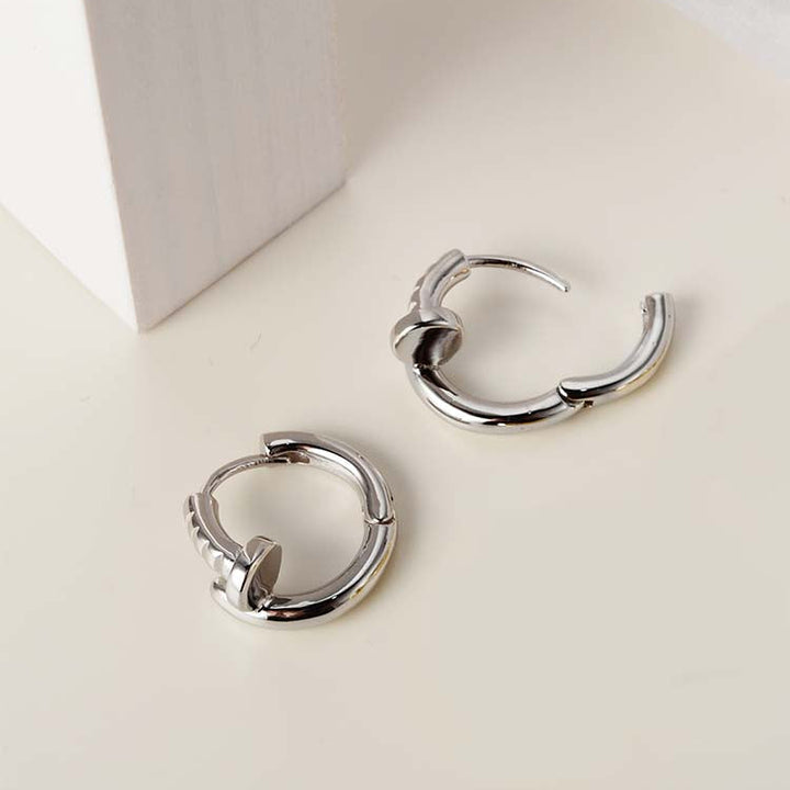 Sterling Silver S925 Nail Hoop Earrings