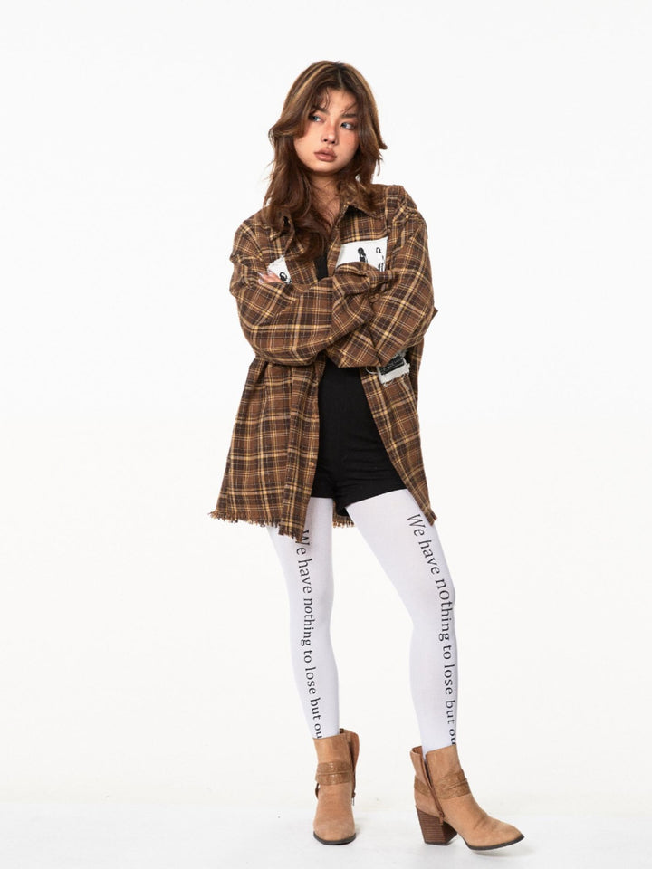 Kariertes Patchwork-Hemdjacke 