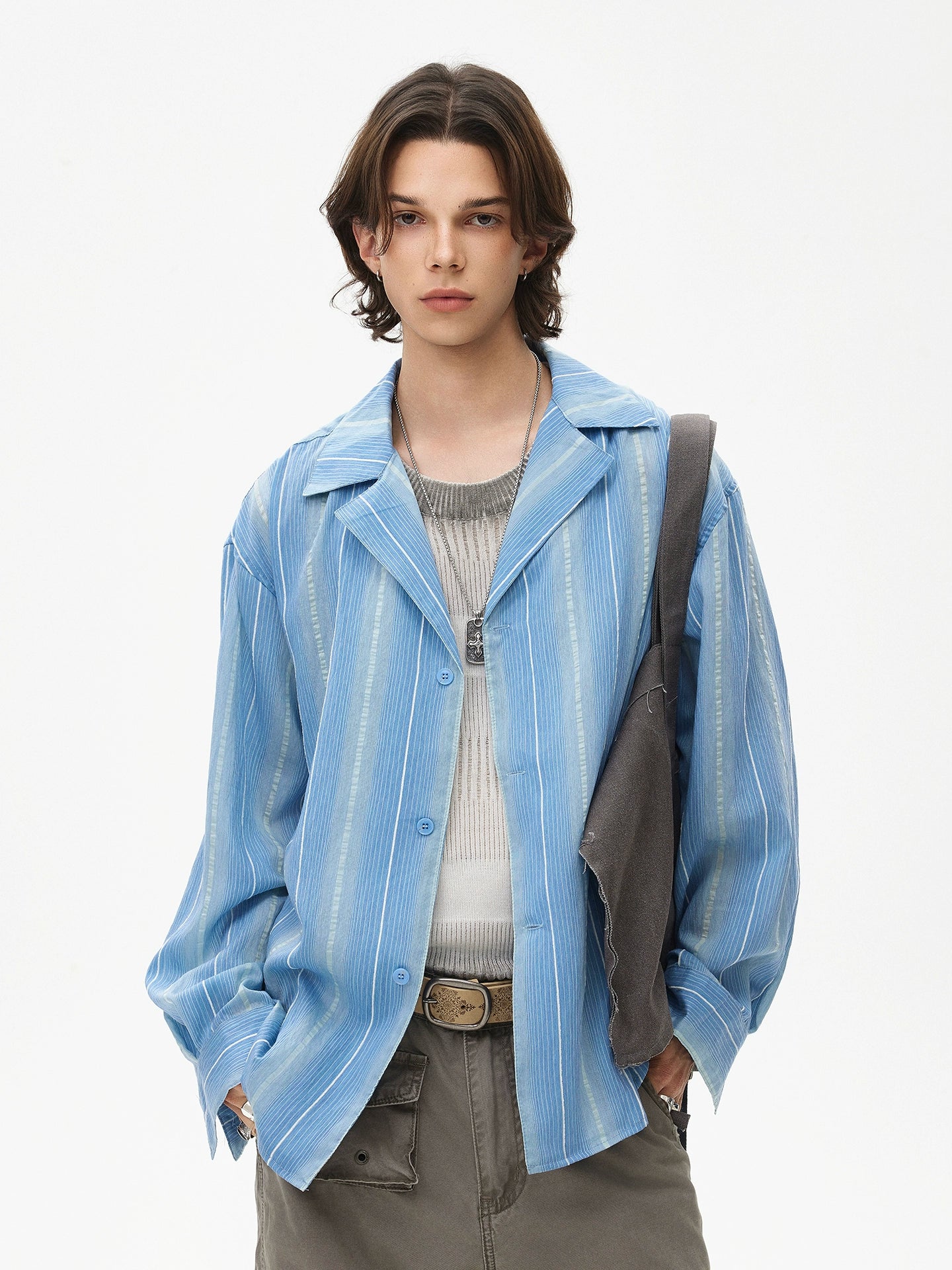 Striped Linen Cuban Collar Shirt