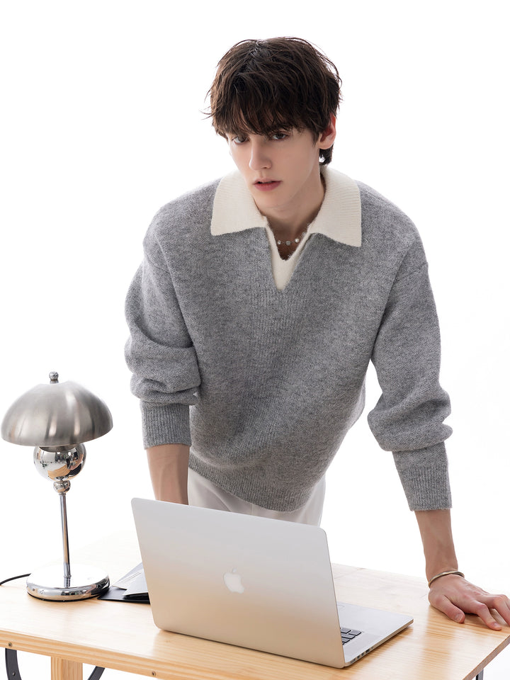 Alpaca Wool Lapel Knit Sweater