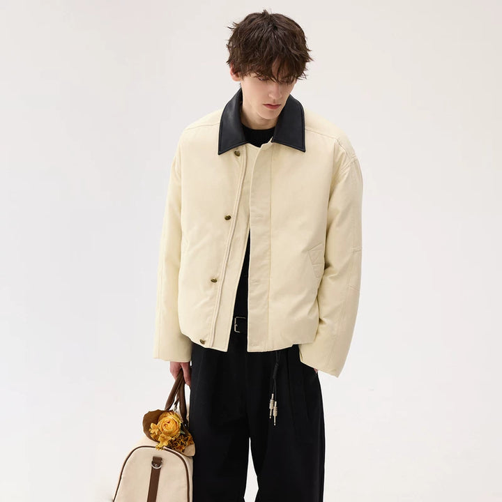 Leather Collar Insulated Cotton Jacket
