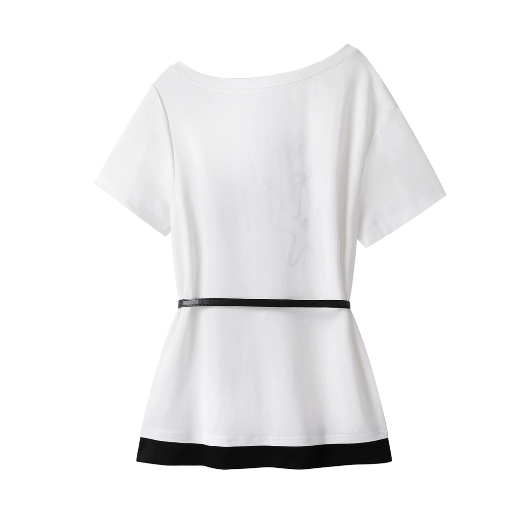 T-shirt Off-Shoulder avec Étoile de Mer Brodée 