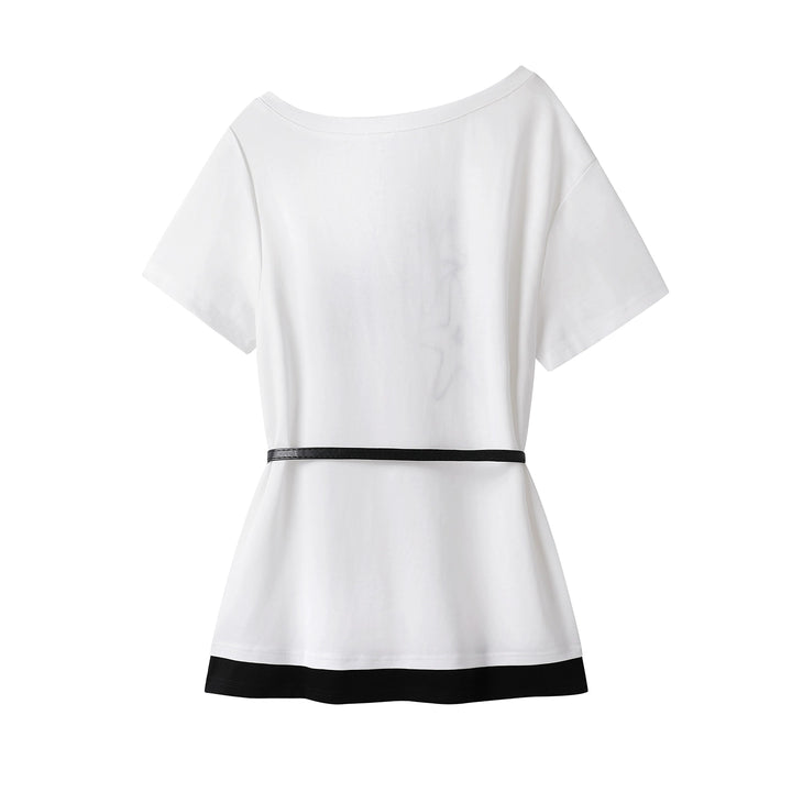 T-shirt Off-Shoulder avec Étoile de Mer Brodée 