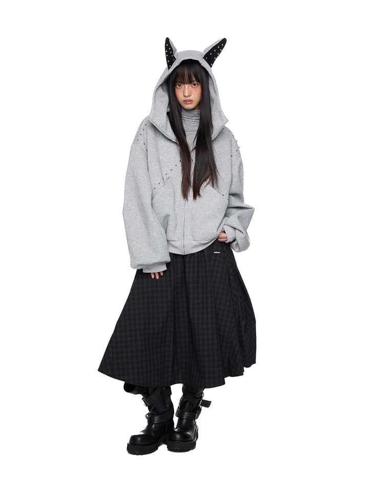 Rivet Hoodie met Kattenoorontwerp 