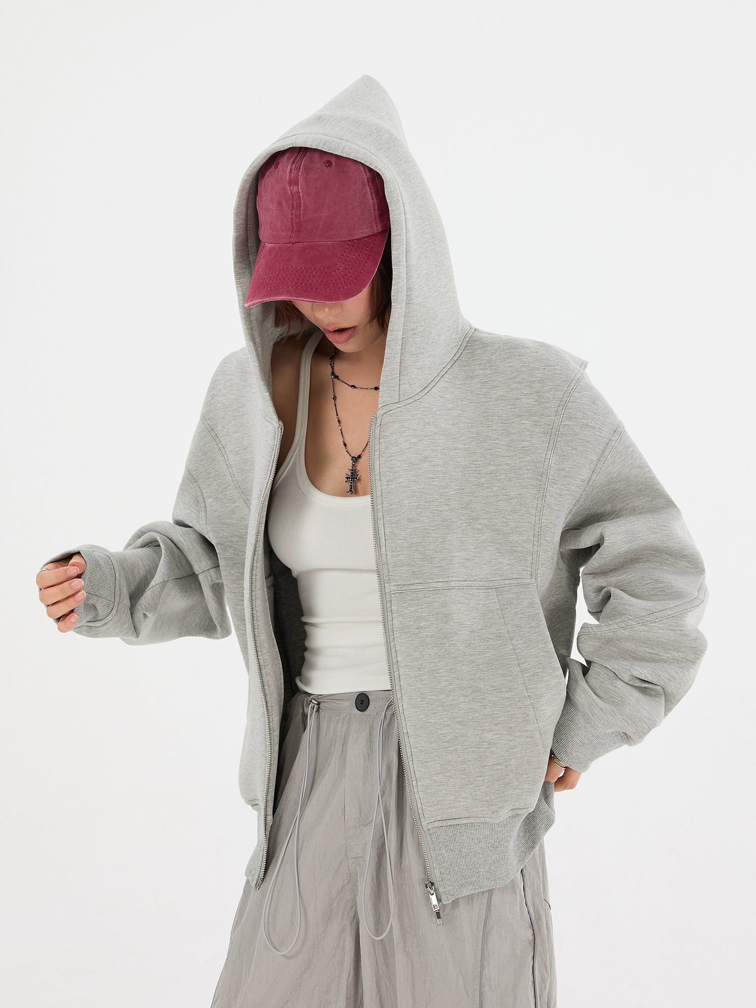 هودي ثقيل مزود بسحاب مفكك 