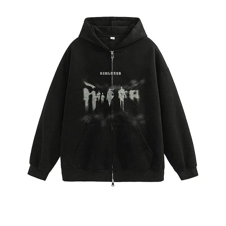 Graffiti Hooded Zip-Up Sweater