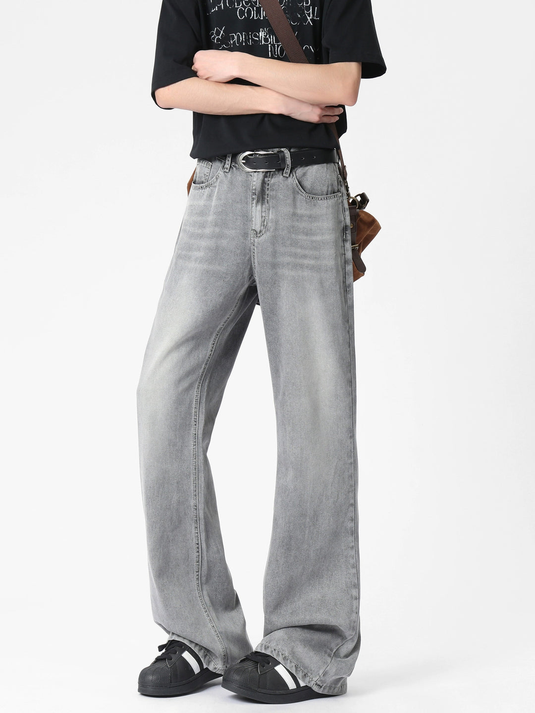 Asymmetrical Wide-Leg Flared Jeans