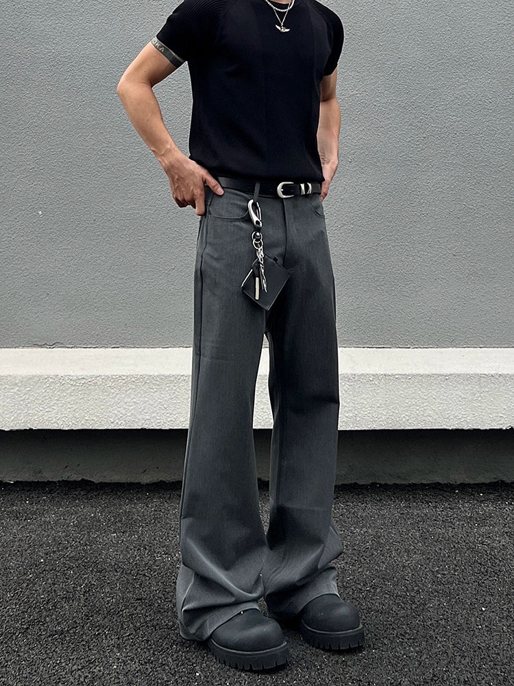 Pantalones casuales minimalistas de pierna recta acampanada 