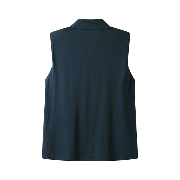 Chemise à col polo sans manches brodée 