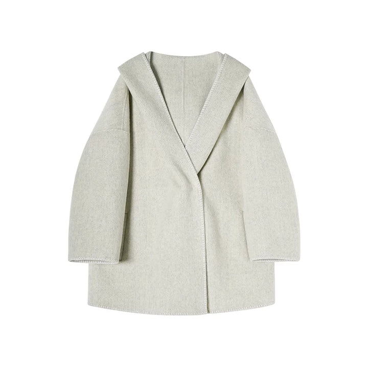 Hooded Loose Wool Mid-Length Coat