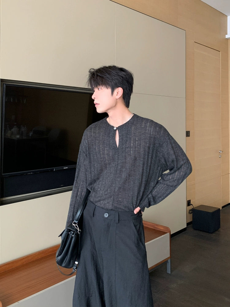 Suéter de manga larga de punto transpirable 