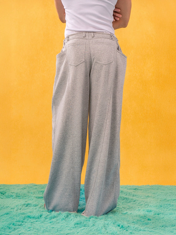 Terry Cloth Weite Beinform Hosen mit Kordelzug 