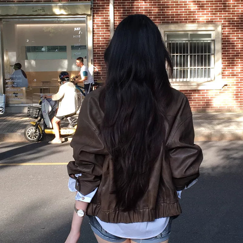 Retro PU Leather Short Motorcycle Jacket