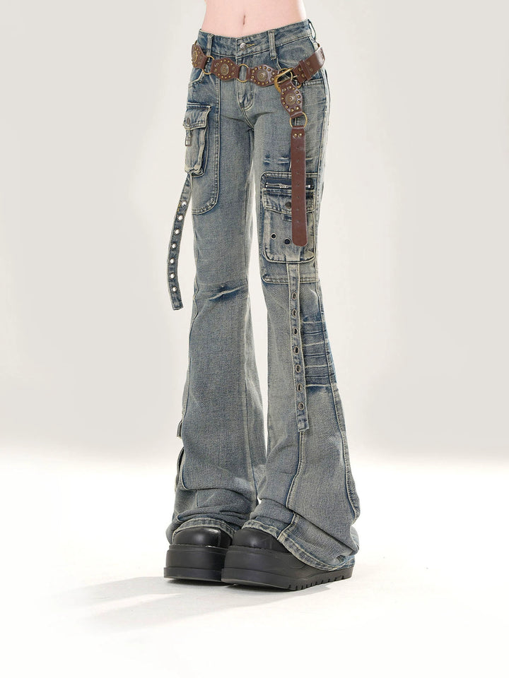 Slim Fit Flared Cargo Jeans